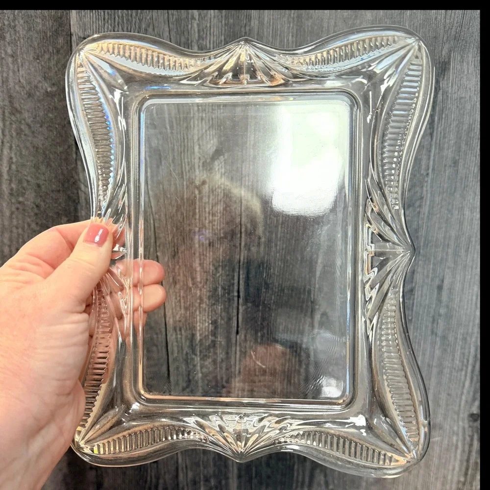 Vintage Picture Frame Lead Crystal Frosted Floral Clear 5x7